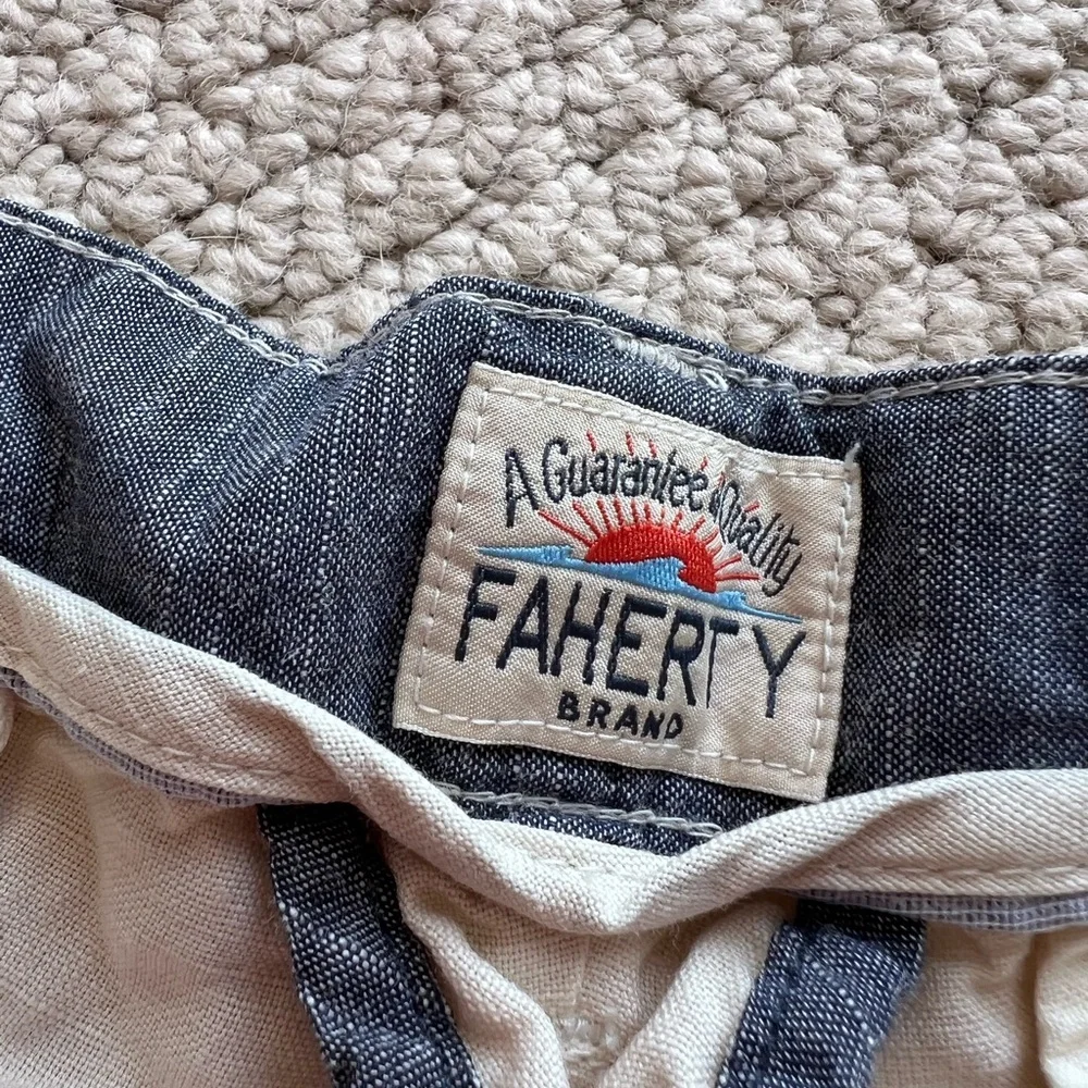 Men's Faherty Linen Cream Shorts